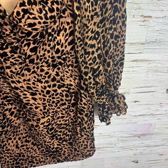 Lavish Alice long sleeve leopard print dress black brown size 2 - Picture 2 of 9